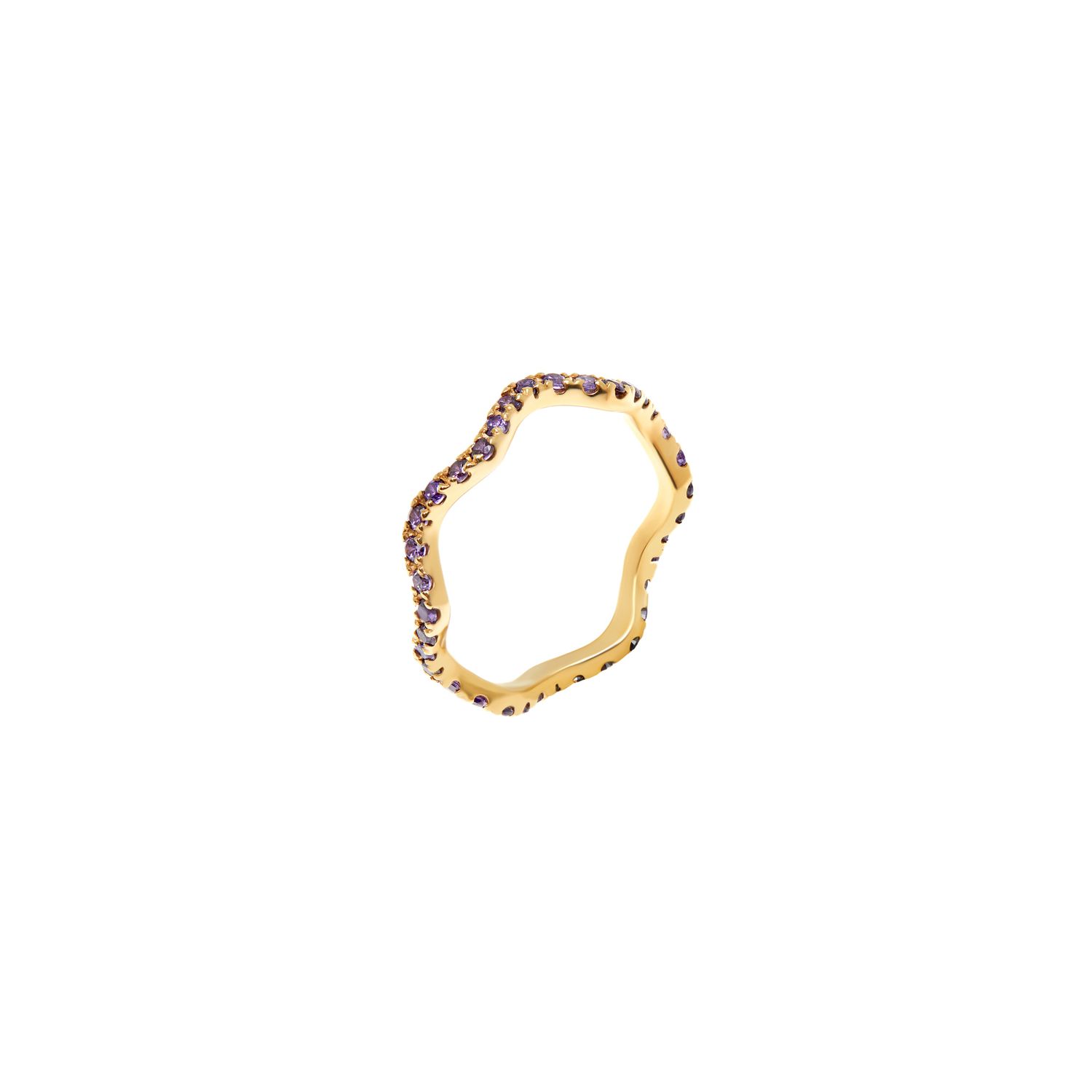 Кольцо Wave Pave Ring – Gold Violet