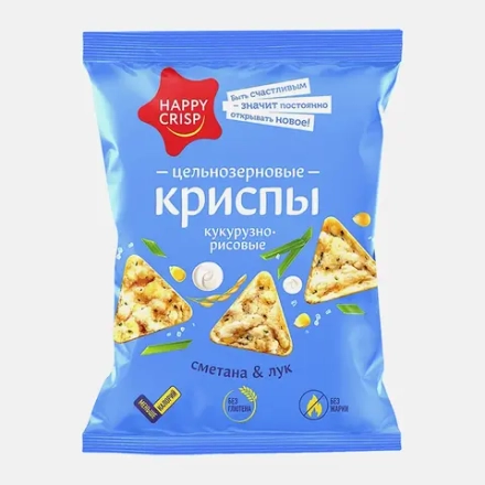 Чипсы Happy Crisp кукурузно-рисовые сметана лук 50г
