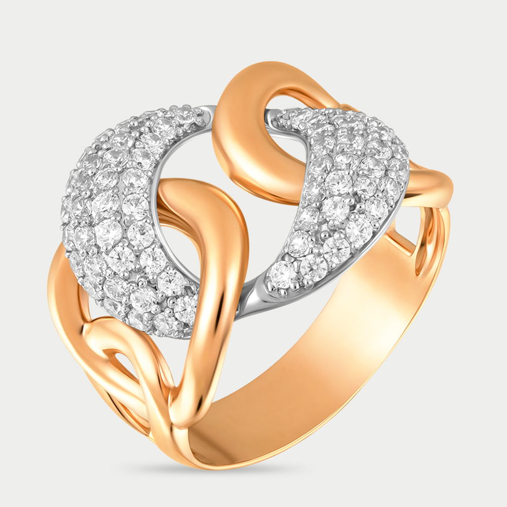 Женское кольцо с фианитами из розового золота 585 пробы (арт. К1219-5201)