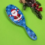 Расчёска массажная «Mon Possier - Весёлый Дед Мороз», цвет синий, 7,5*22,5см