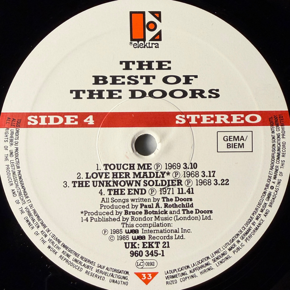 The Doors ‎– The Best Of The Doors 2LP (Германия 1985г.)