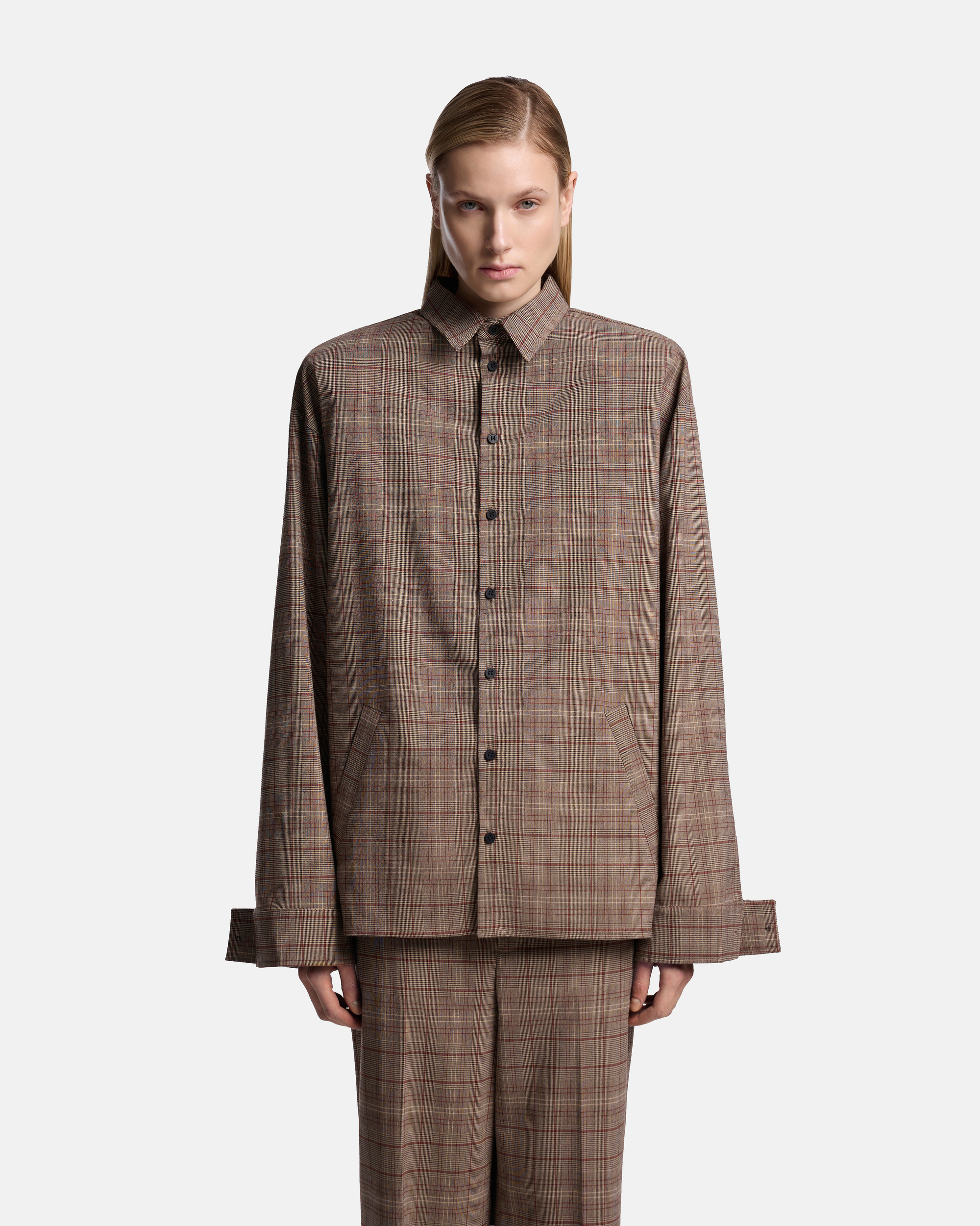 РУБАШКА-КЕЙП ИЗ КОСТЮМНОЙ ТКАНИ