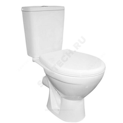 Унитаз-компакт горизонтальный выпуск нижний подвод 2/реж с сиденьем микролифт белый Соло Люкс Rosa (Кировская керамика)