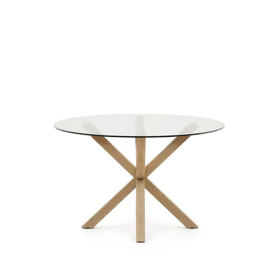 Стол Argo Ø120 см, стеклянная столешница, светлые ножки