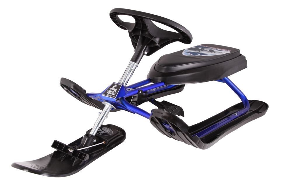 Снегокат Snowstorm Pro синий, рисунок на сиденье медведь (230)