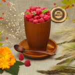 Деревянный набор - чайная пара и ложка из древесины кедра. NC1