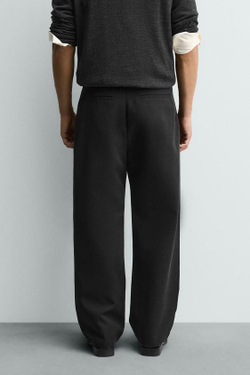 ZARA БРЮКИ RELAXED BALLOON FIT СО СКЛАДКАМИ, ЧЕРНЫЙ