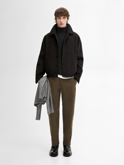 Massimo Dutti Брюки свободного кроя из смесового хлопка, коричневый