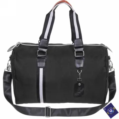 Сумка спортивная «Sports style», на молнии, с белой полосой, цвет черный, 40*22*26 см