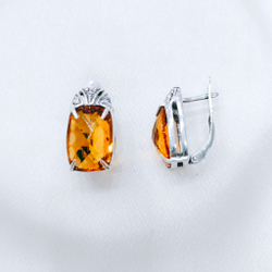 "Гололед" серьги в серебряном покрытии из коллекции "Погода" от Jenavi с английским замком