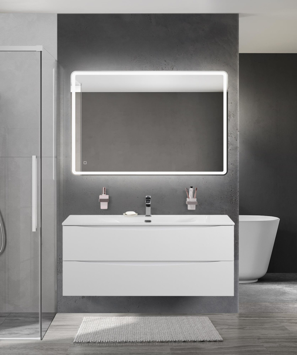 Тумба с раковиной подвесная BelBagno MARINO-CER-N-1200-2C-SO-BO-P Bianco Opaco, раковина белая BB-8099-120