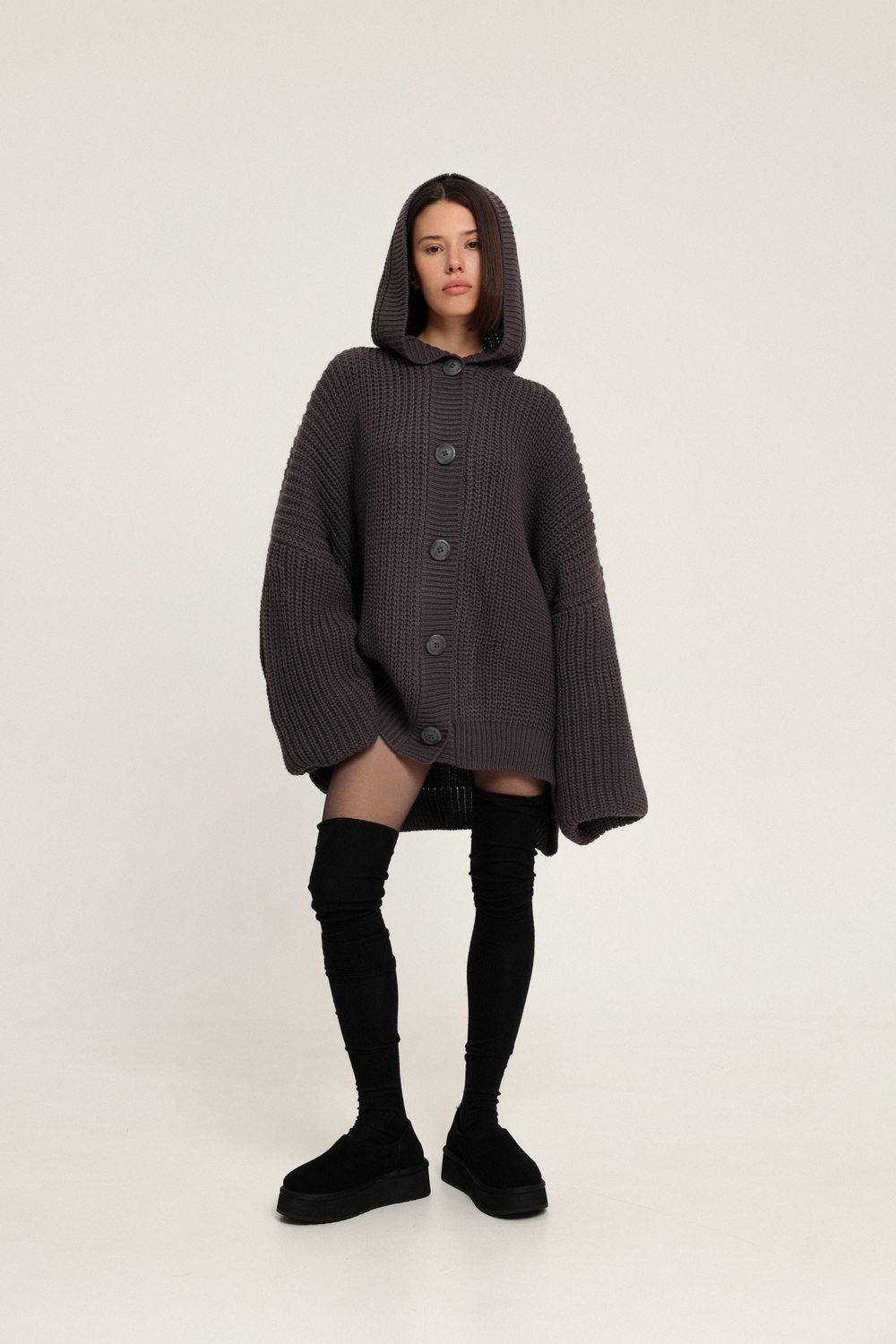 Кардиган вязанный с капюшоном