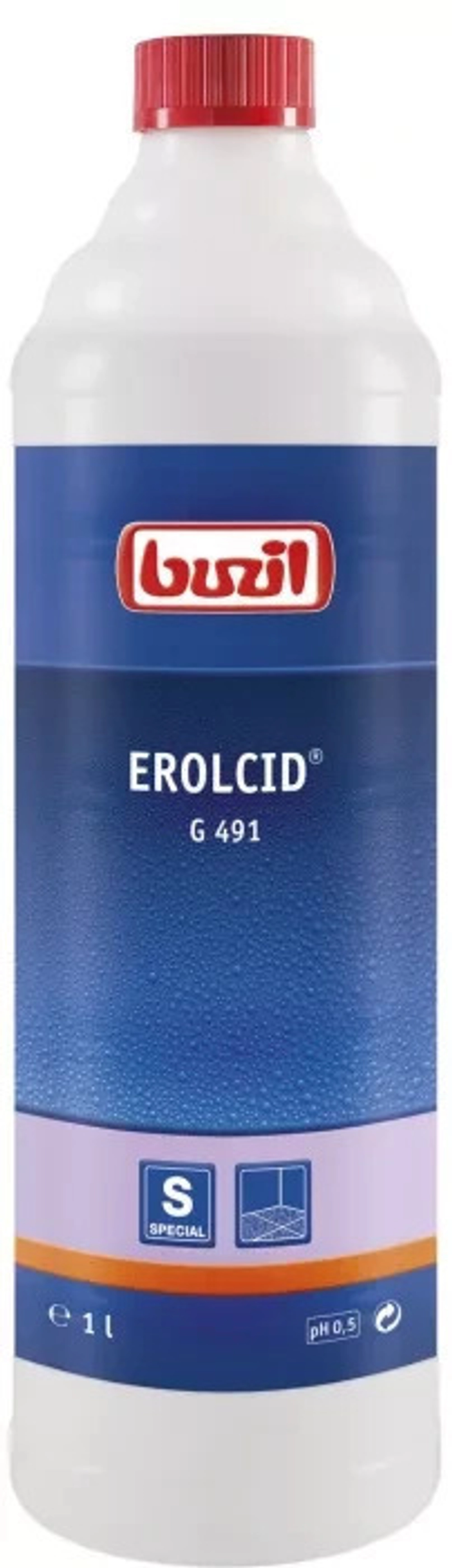 Erolcid, чист/ ср-во для интенсивной очистки керамогранитной плитки на основе фосфорной кислоты, Buzil 1 л.