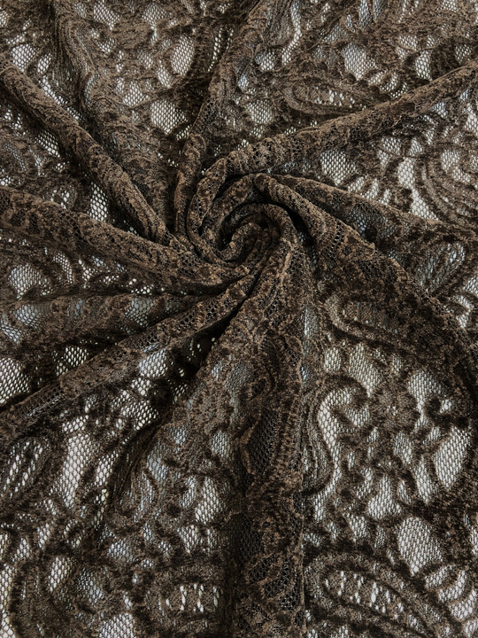 Гипюр стрейч коричневый