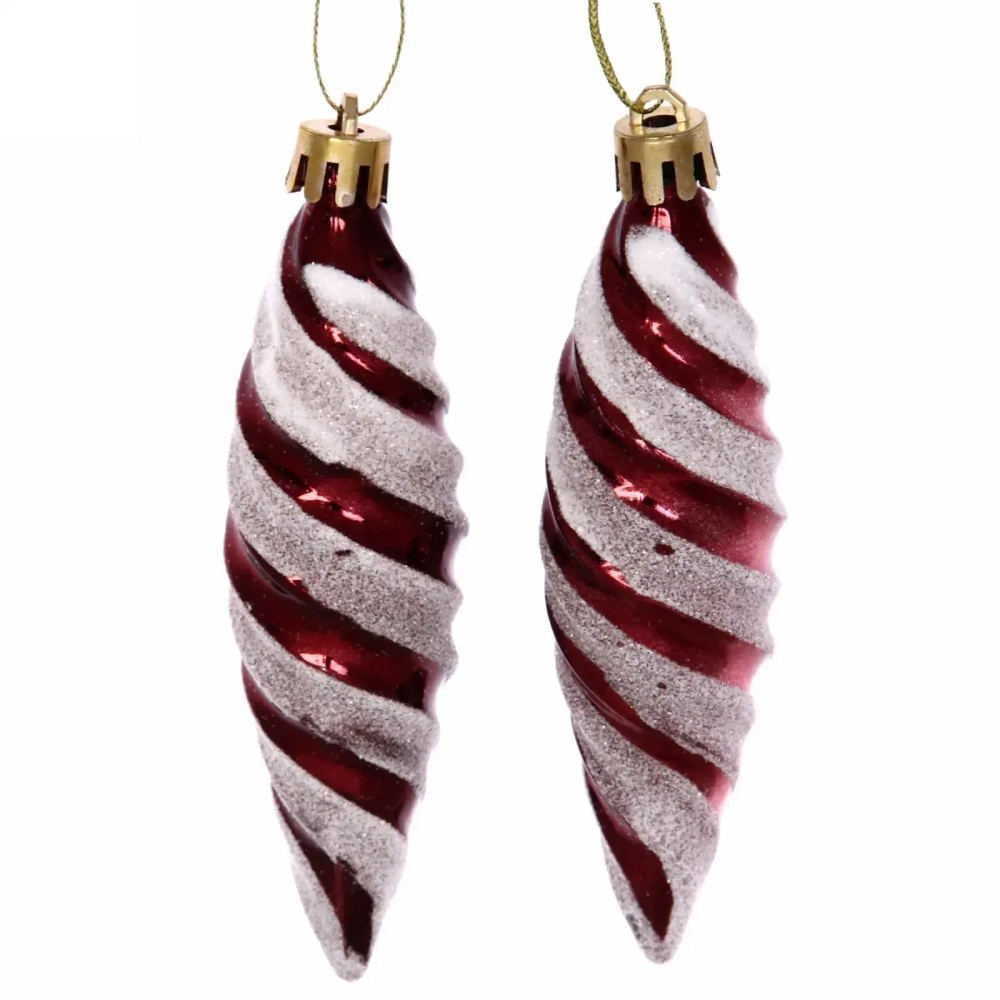 Ёлочные игрушки «Таинственное очарование» Сосульки 10 см (набор 2шт), темный рубин