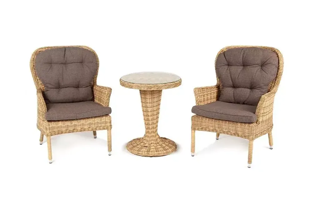 "Алиса" кофейный комплект из искусственного ротанга, цвет соломенный