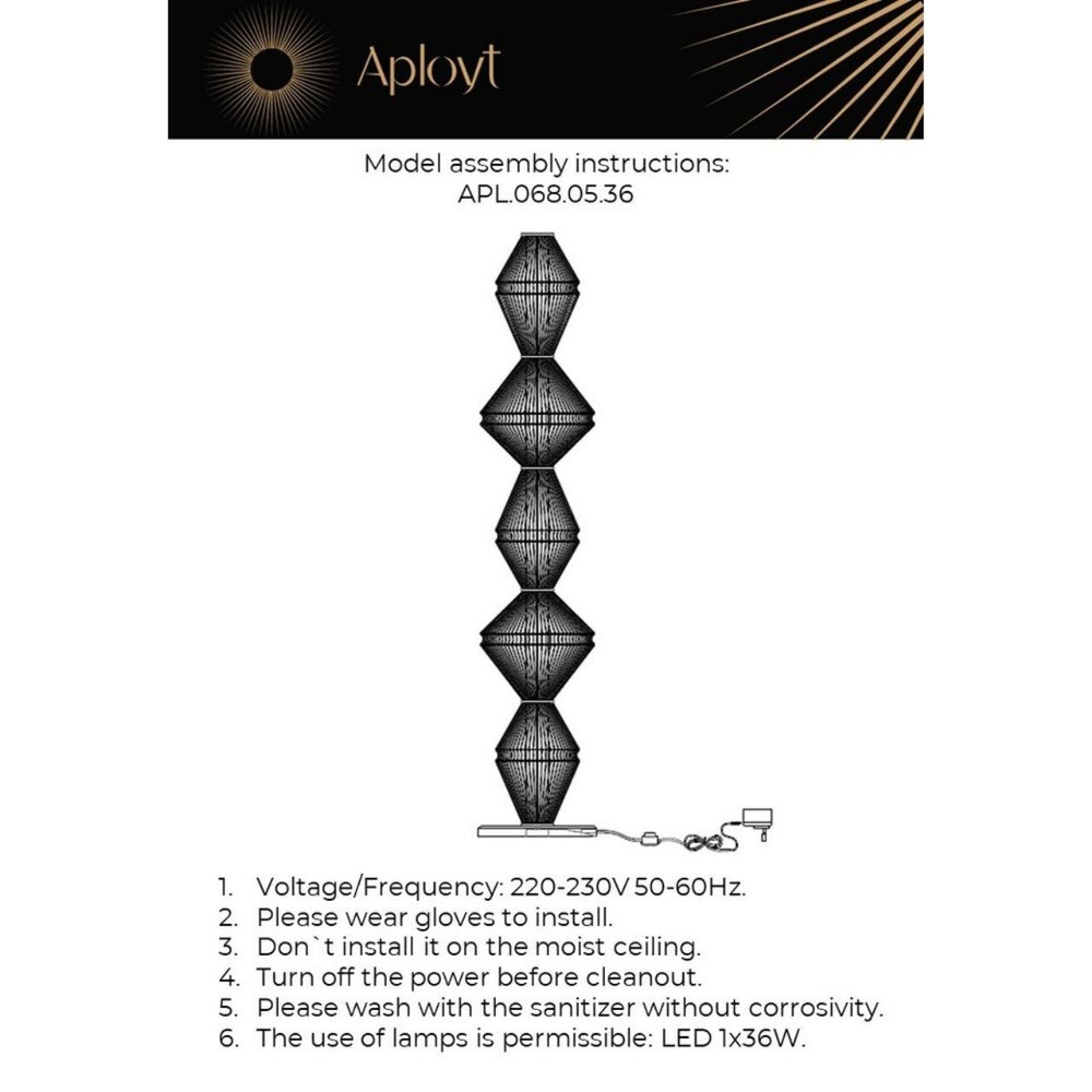Торшер светодиодный Aployt Dzhakket APL.068.05.36