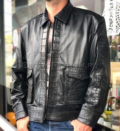 Куртка из кожи крокодила и кожи ягненка JT-78