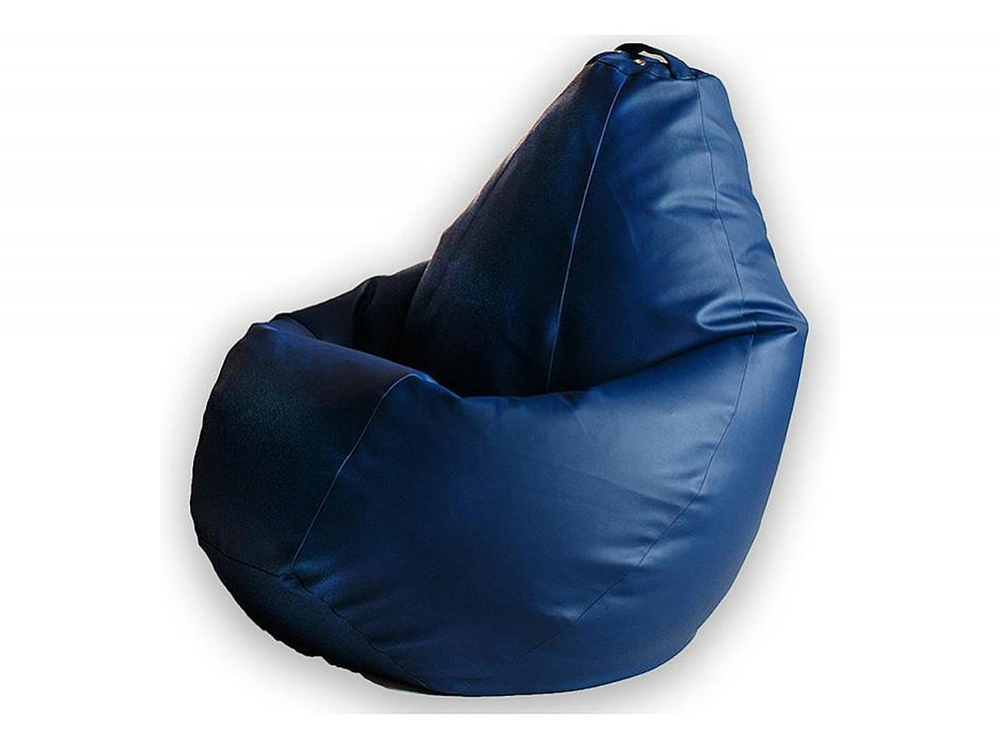 Кресло мешок груша L синяя экокожа