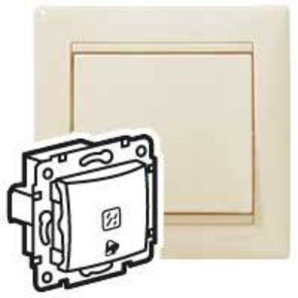 Выключатель кнопочный 1-клавишный с подсветкой с символом звонка 10А 12В схема 1PLE слоновая кость Valena Classic LEGRAND