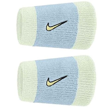 Напульсник теннисный Nike Swoosh Double Wide 2P - cream/sky blue