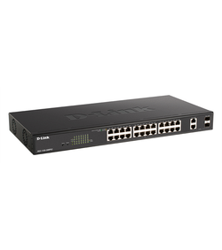 Коммутатор D-Link EasySmart L2 Switch 24х1000Base-T PoE, 2xCombo 1000Base-T/SFP, PoE Budget 370W