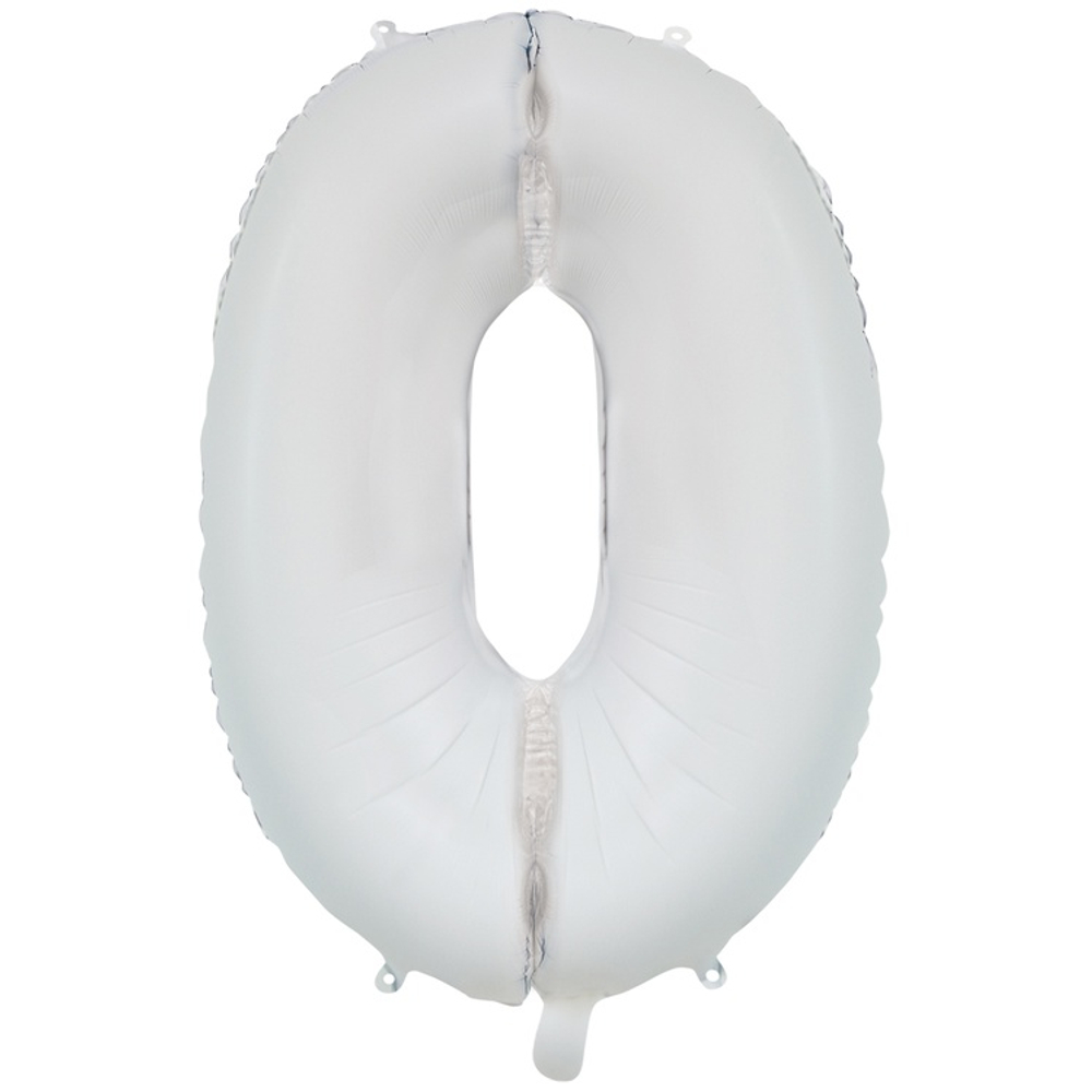 Шар фольгированный Цифра 0 66 см (Белый)