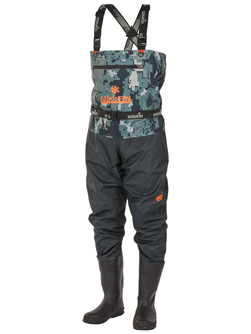 Полукомбинезон забродный Norfin PILOT CAMO BOOTFOOT р.46-XXL с сапогами резина
