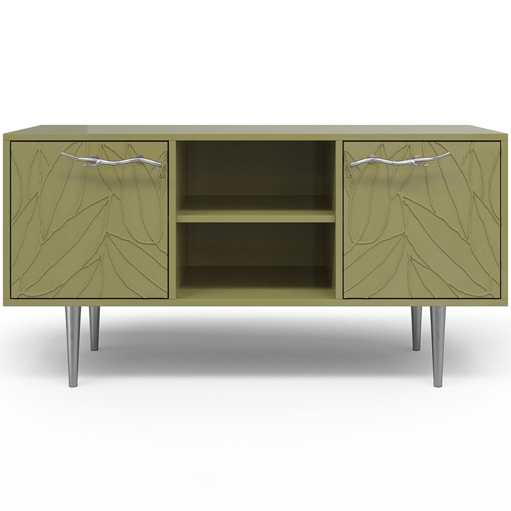 Тумба под ТВ Арт Колор leaves 117см Стайл Сильвер Зеленая олива