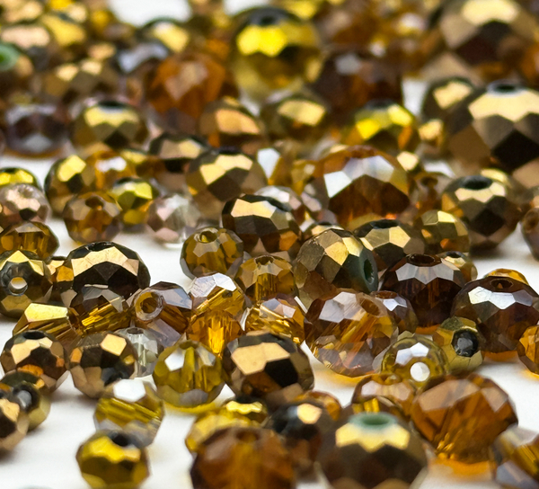 МБ-14 Хрустальные бусины, форма: МИКС, цвет: Коричневый, 25 гр.