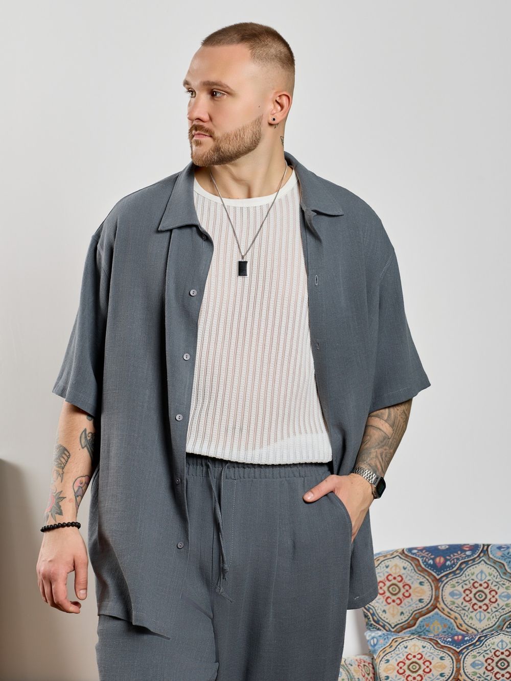 Рубашка мужская Линкольн-1 Виотекс ГРАФИТОВЫЙ