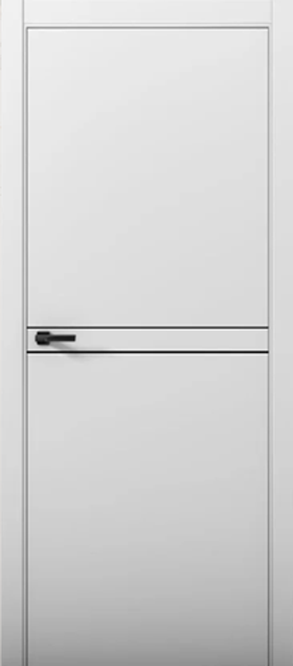 Межкомнатная дверь Turen Becker Fox 9 (черный молдинг, черная алюминиевая кромка, черный замок Apecs) Светло-серый