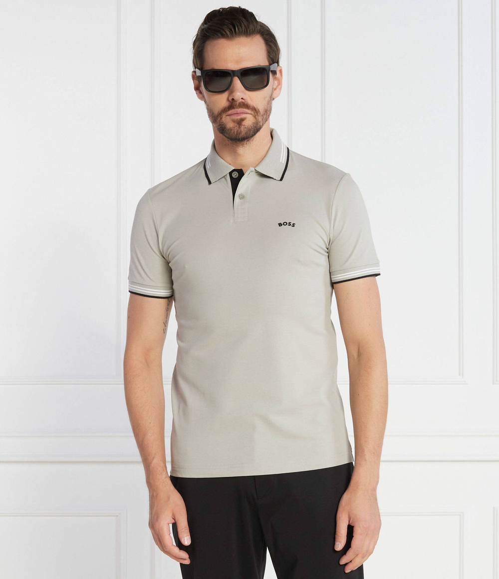 Поло Paul Curved BOSS GREEN - серый(50469245)