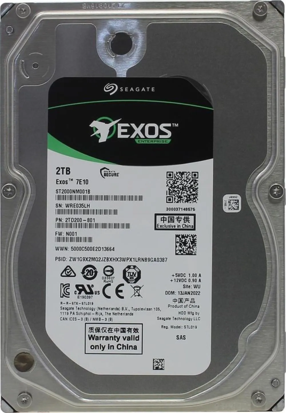 Жесткий диск HDD Seagate Exos 7E10 SAS 2TB (ST2000NM001B)