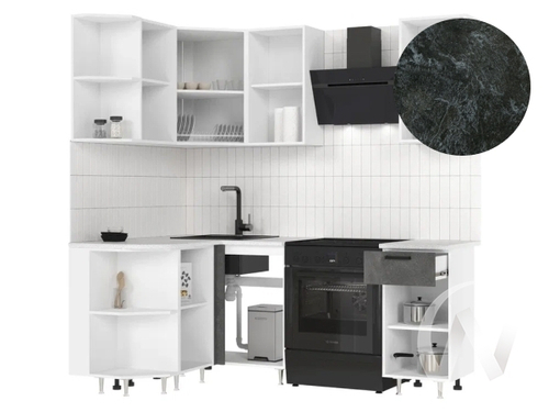 Кухня Рио NEW ЛДСП 2;0х1;3м (белый/бетон светлый; бетон темный/кастилло темный)