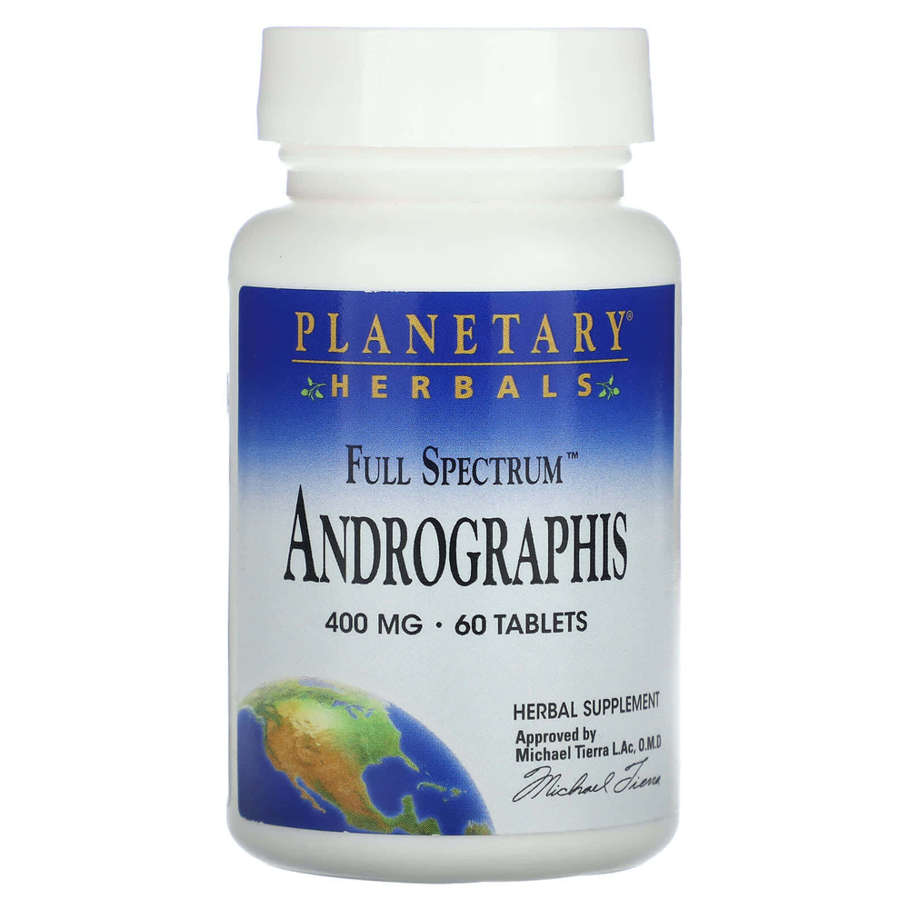 Planetary Herbals, Full Spectrum™, андрографис, 400 мг, 60 таблеток