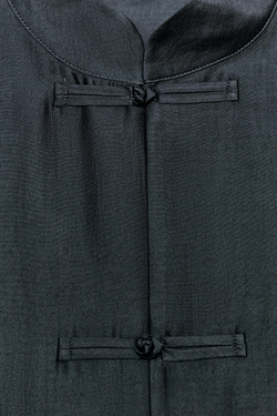ZARA АТЛАСНАЯ РУБАШКА С ЗАСТЕЖКОЙ НА ПЕТЛИ ZW COLLECTION, МОРСКОЙ СИНИЙ