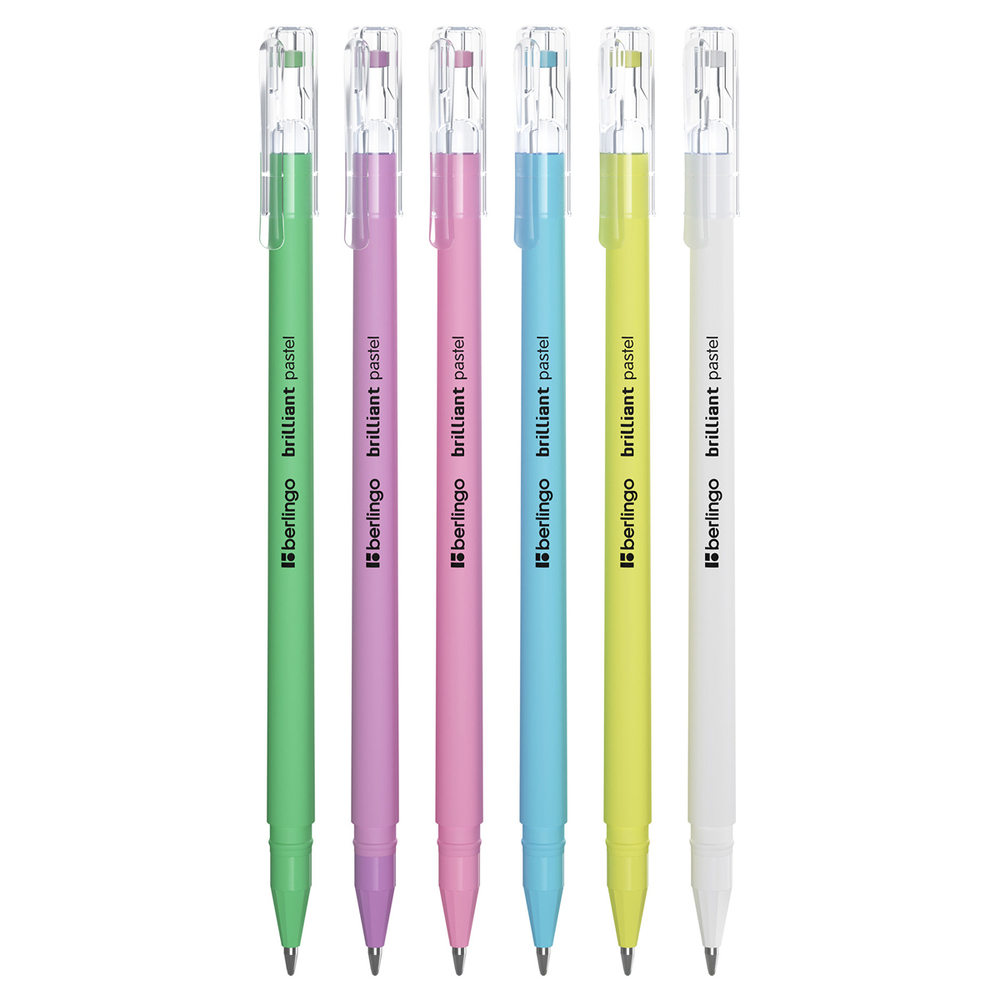 Набор гелевых ручек "Brilliant Pastel" 6шт., 6цв., 0,8мм, корпус ассорти, Berlingo