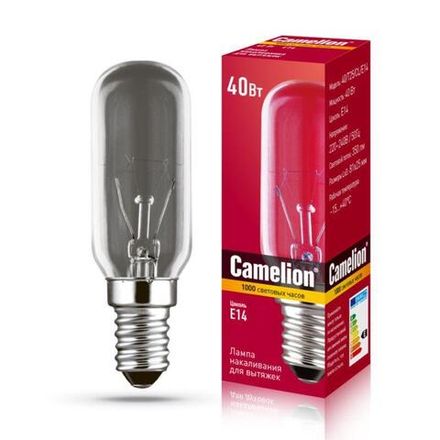 Лампа накаливания MIC 40/T25/CL/E14 для вытяжек Camelion 12984