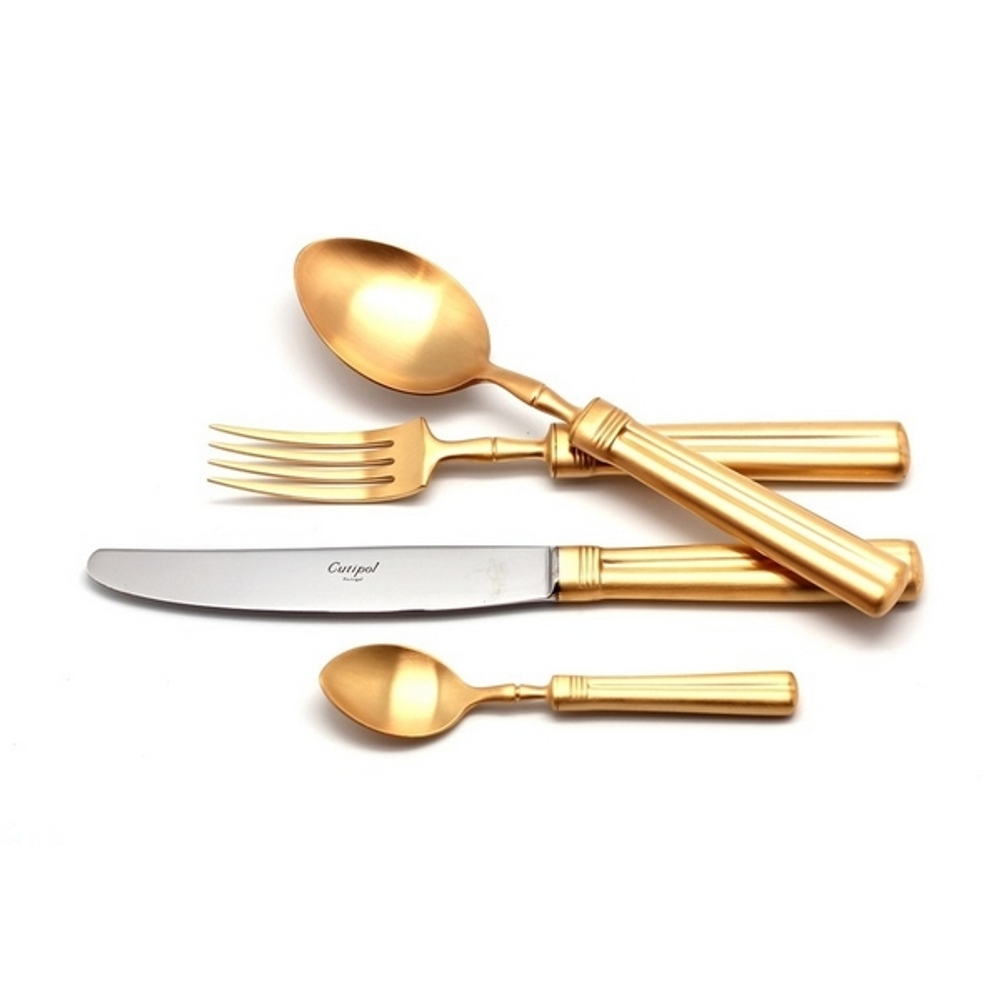 Набор столовых приборов на 6 персон 24 предмета Cutipol Fontainebleau Gold матовый общий вид