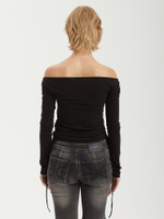 Топ Havoc Black Gun Graphic Off Shoulder