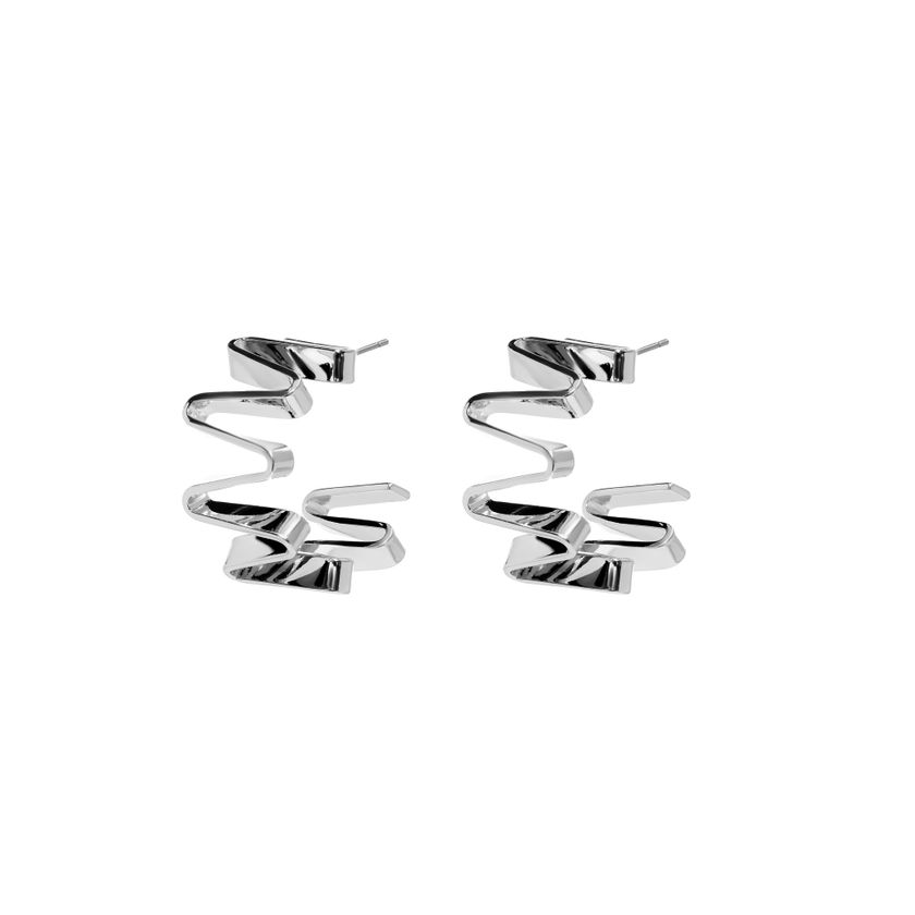 Серьги Серебряные Крупные Зигзаги