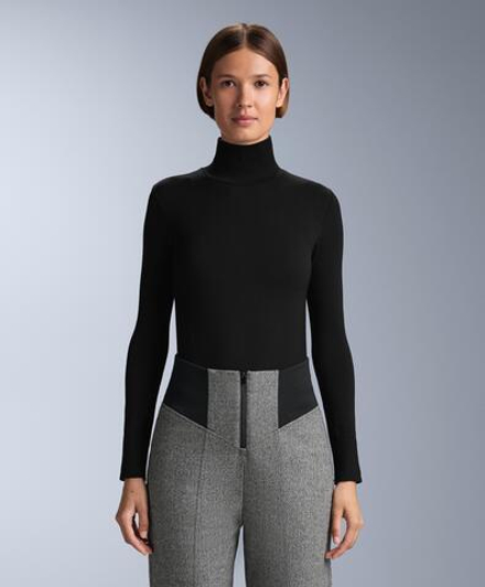 Oysho Бесшовная футболка из мериносовой шерсти, базовый слой, черный