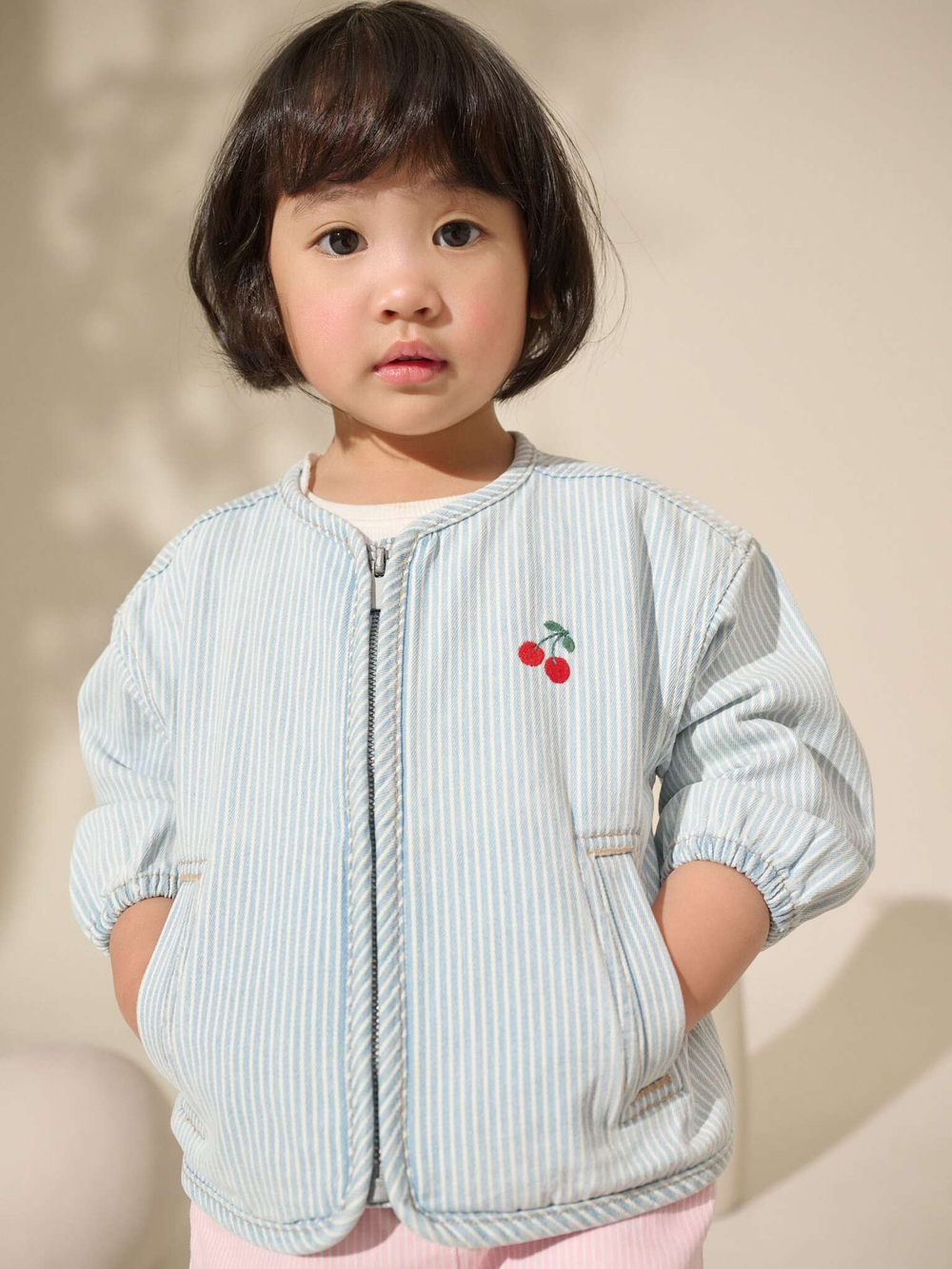 Куртка с вышивкой на молнии для девочки Next E43-353, Голубой