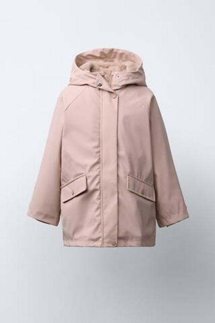 ZARA ПРОРЕЗИНЕННАЯ КУРТКА WATER REPELLENT, РОЗОВЫЙ