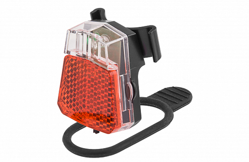 Фонарь задний JY-6091 JING YI, 1 режим, с индикатором заряда, прозрачно-красный