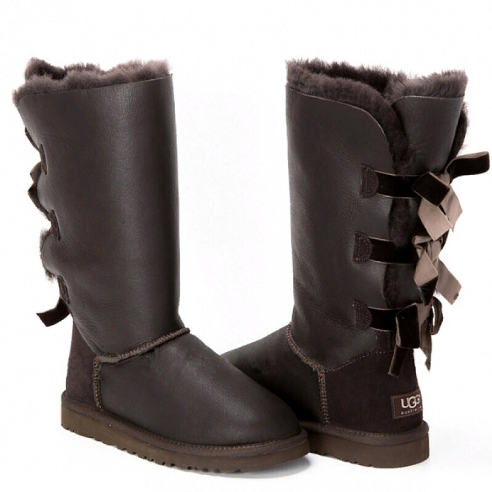 Угги Bailey Bow Tall Metallic Chocolate