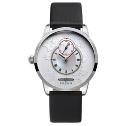ZEPPELIN Quartz Movement Women"s Watch Silver Dial Stainless Steel Case Genuine Leather Strap