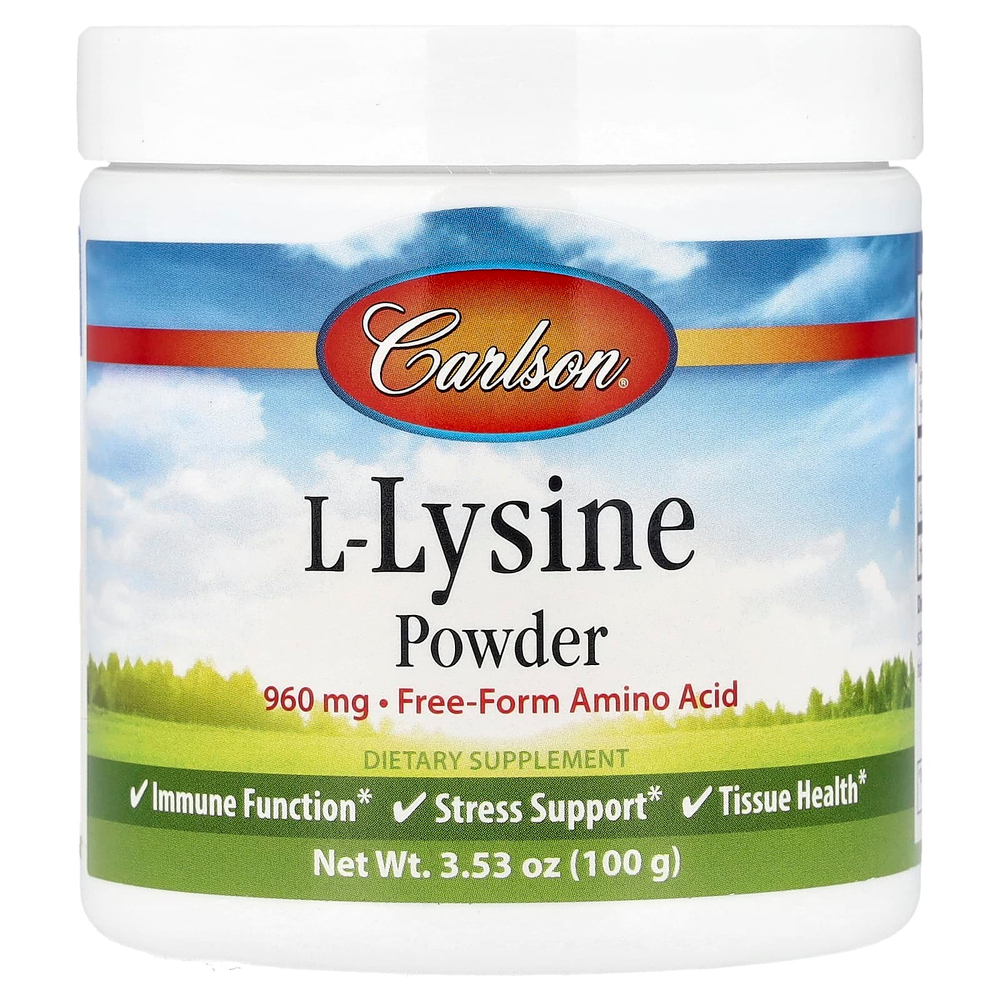 Carlson, L-лизин в порошке, 100 г (3,53 унции)