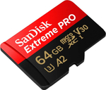 Карта памяти SanDisk Extreme Pro microSDXC 64 ГБ UHS-I, V30, A2, U3 с адаптером